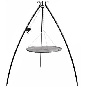 Driepoot 200 cm met katrol met stalen grillrooster
