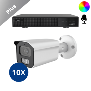 Beveiligingscamera Set – Draadloos – Met 10 Sony Bullet Camera’s Plus AI-ISP Full Color 2K – Wit