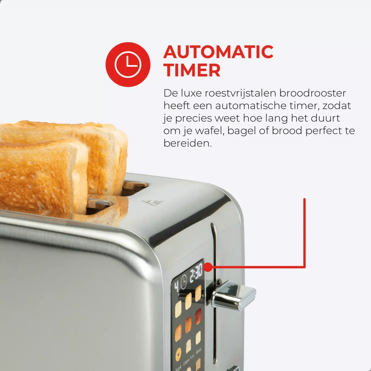 Digital Toaster – RVS Broodrooster met touchscreen display - Afbeelding 6