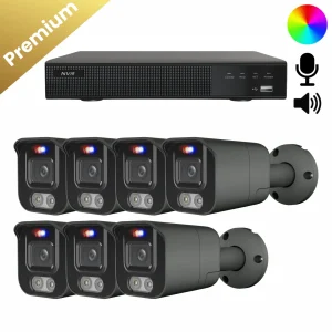 7x Beveiligingscamera set – Draadloos- Sony Bullet Premium 4K – Dual Light – Two-Way Audio – Zwart