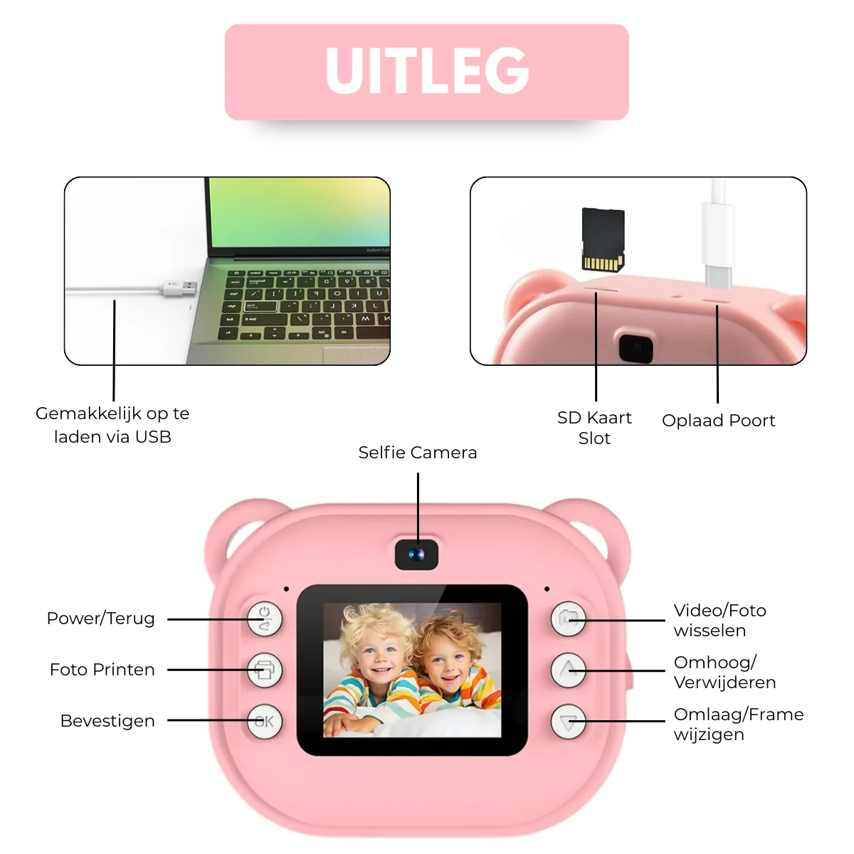 Boncy® Digitale Kindercamera met Foto Printer - Afbeelding 9