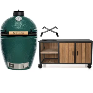 Big Green Egg Large + Fraaii Tafel Staal Fraké Inferno