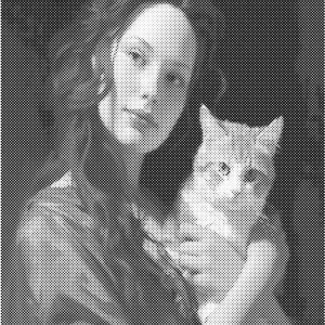 Vrouw en kat | Dot painting