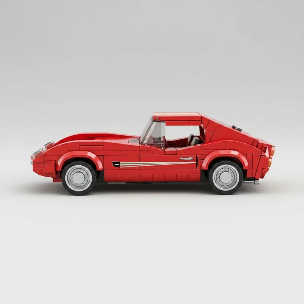 Vintage rode sportwagen | Bouwsteentjes - Afbeelding 4