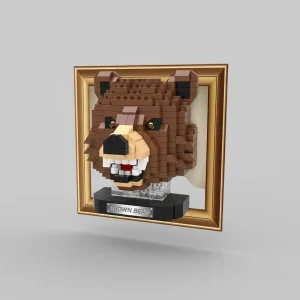 Mini 3D schilderij bruine beer | Bouwsteentjes