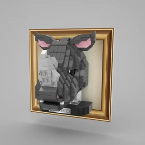 Mini 3D schilderij neushoorn | Bouwsteentjes