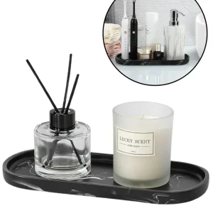 Kaarsenplateau | Zwart Marmer-look (Resin hars)
