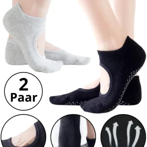 2-Pack Antislip Yoga Sokken | Zwart & Grijs