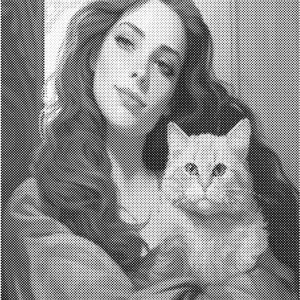 Vrouw met kat | Dot painting