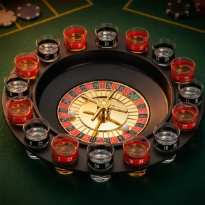 Cheqo® Roulette Drankspel Set van 16 - Drinkspel - Shotglaasjes - Drinking Game - Partyspel - Volwassenen - Shotjes - Feestspel - Drank Spel - Shot Roulette - Kansspel - Draaischijf - Bierspel - Casino Spel - Drinken - Spelletjes Volwassenen